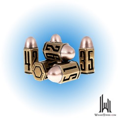 SIX D6 BULLET DICE SET BRASS METAL